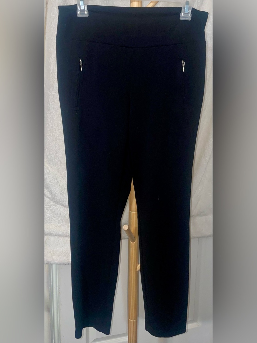 Soho Black Skinny Ponte Pants with Zip Pockets